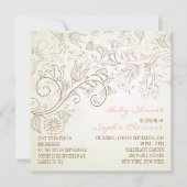 Roze  Whimsy Floral Baby Shower Invitations Kaart (Voorkant)