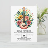 Roze Whimsy gitaar Verjaardag Kaart (Staand voorkant)