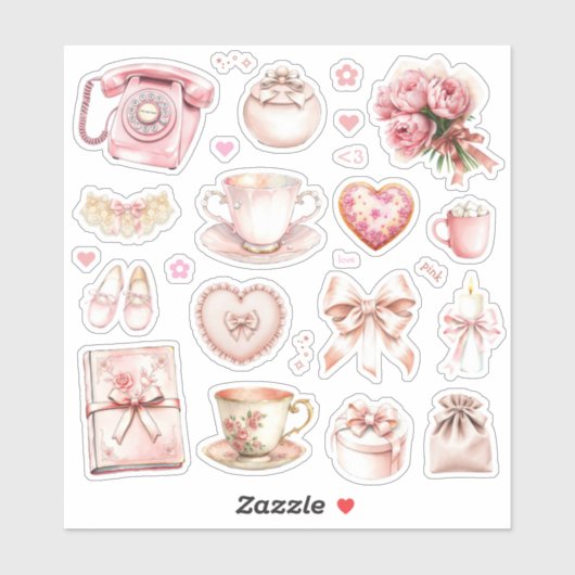 Roze Whimsy Sticker Sheet (Vel)