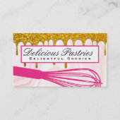 Roze Whisk | Glitter Drip (goudglitter) Visitekaartje (Voorkant)
