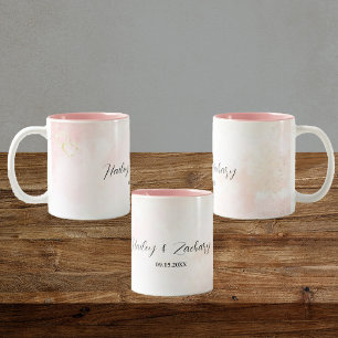 Roze whiskers tweekleurige koffiemok