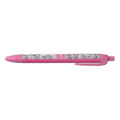 Roze White 8 Foto Collage Aangepast Monogram Zwarte Inkt Pen (Bodem)