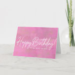 Roze White Best Friend Happy Birthday vouwd Kaart<br><div class="desc">Moderne en eenvoudige,  maar zeer dunne en vrouwelijke roze en witte kaart. Happy Birthday wordt geschreven in een helder wit kalligrafiekmanuscript. Het pop echt tegen een roze abstracte achtergrond.</div>