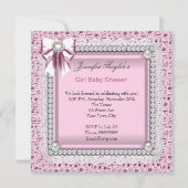  Roze White Cute Girl Baby shower Kaart (Achterkant)