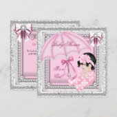  Roze White Cute Girl Baby shower Lace Kaart (Voorkant / Achterkant)