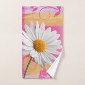 Roze White Daisy Floral Bathroom Towel sets Bad Handdoek (Handdoek)