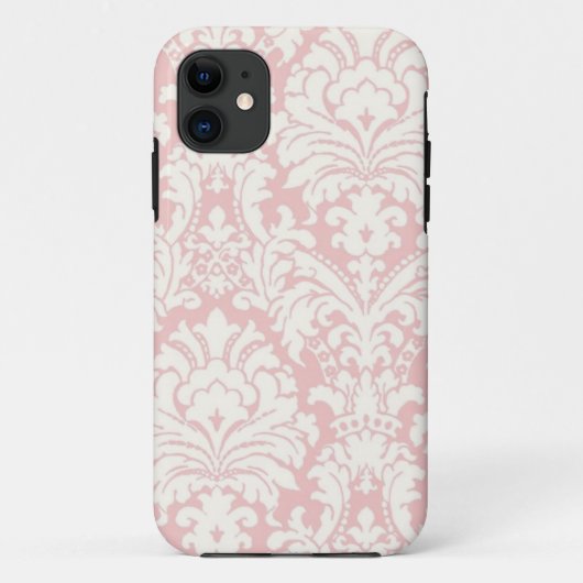 Roze & White Damask iPhone Case (Achterkant)