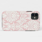 Roze & White Damask iPhone Case (Achterkant (horizontaal))