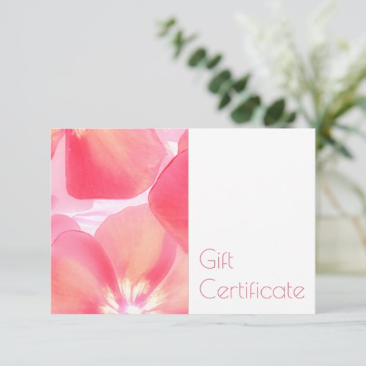 Roze White Floral Cadeaubon (Staand voorkant)