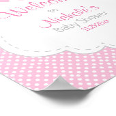 Roze, White Grey Elephant Baby shower Welkom Poster (Hoek)