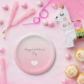 Roze White Heart Happy Galentine's Day Custom Papieren Bordje (Feest)