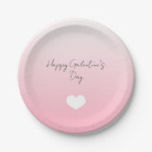 Roze White Heart Happy Galentine's Day Custom Papieren Bordje (Voorkant)