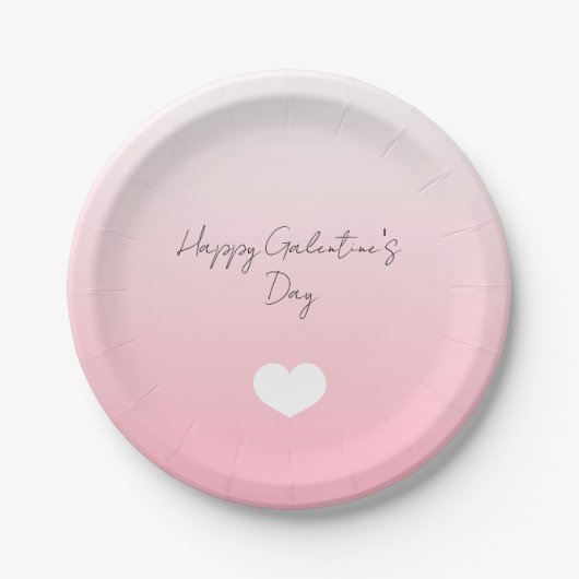 Roze White Heart Happy Galentine's Day Custom Papieren Bordje (Voorkant)