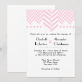Roze White Herringbone Wedding Invitation Kaart (Voorkant / Achterkant)