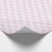 Roze & White Houndstooth Patroon Cadeaupapier (Hoek)