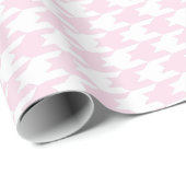 Roze & White Houndstooth Patroon Cadeaupapier (Rol Hoek)