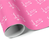 Roze & White Love Arrow-Valentijnsdag Cadeaupapier (Rol Hoek)