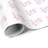 Roze & White Love Arrow-Valentijnsdag Cadeaupapier (Rol Hoek)