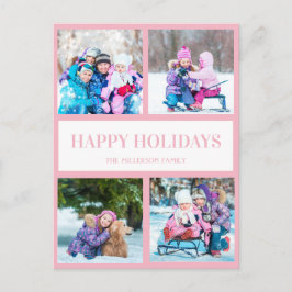 Roze White Multi Photo Kerstfeestay Greep Briefkaart