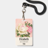 Roze & White Rose Bouquet Badge (Front with Lanyard)