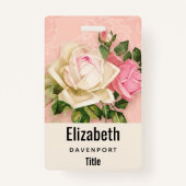 Roze & White Rose Bouquet Badge (Voorkant)