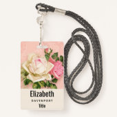 Roze & White Rose Bouquet Badge (Achterkant met draagriem)