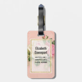 Roze & White Rose Bouquet Bagagelabel (Achterkant verticaal)