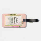 Roze & White Rose Bouquet Bagagelabel (Achterkant horizontaal)