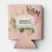 Roze & White Rose Bouquet Birthday Koelbox Blikjeskoeler (Achterkant)