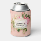 Roze & White Rose Bouquet Birthday Koelbox Blikjeskoeler (Blikje Achterkant)