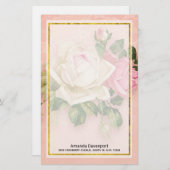Roze & White Rose Bouquet Briefpapier (Voorkant / Achterkant)