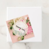 Roze & White Rose Bouquet Dank je Bedankjes Labels (In situ)