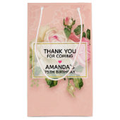 Roze & White Rose Bouquet Dank je Klein Cadeauzakje (Achterkant)