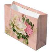 Roze & White Rose Bouquet Groot Cadeauzakje (Voorkant Gekanteld)
