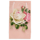 Roze & White Rose Bouquet Klein Cadeauzakje (Voorkant)