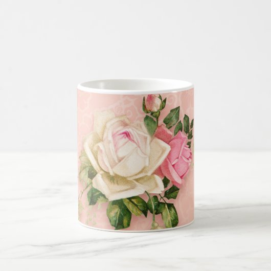 Roze & White Rose Bouquet Koffiemok (Center)