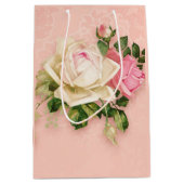 Roze & White Rose Bouquet Medium Cadeauzakje (Voorkant)