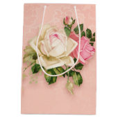 Roze & White Rose Bouquet Medium Cadeauzakje (Achterkant)