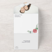 Roze White Rose Bouquet Photo Weddenschap All In One Uitnodiging (Buitenkant)