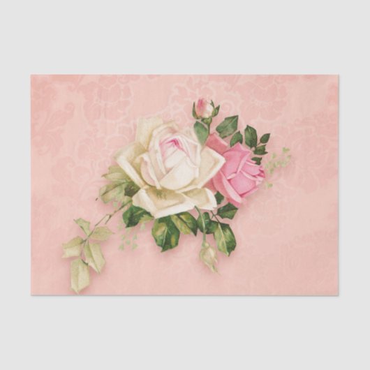 Roze & White Rose Bouquet Tissuepapier (Voorkant)