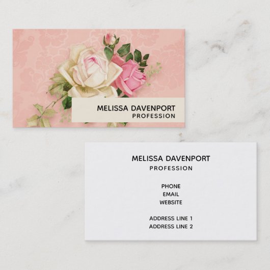 Roze & White Rose Bouquet Visitekaartje (Voorkant / Achterkant)