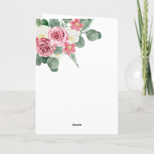 Roze | White Roses Orchids Happy Moederdag Mam Kaart (Achterkant)