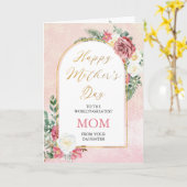 Roze | White Roses Orchids Happy Moederdag Mam Kaart (Gele Bloem)