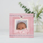 Roze White Silver Photo Cross Baptisme Christening Kaart (Staand voorkant)