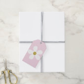 Roze White Simple Daisy Gold Cadeaulabel (Met Touw)
