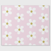 Roze White Simple Daisy Gold Cadeaupapier (Vlak)