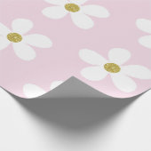 Roze White Simple Daisy Gold Cadeaupapier (Hoek)
