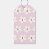 Roze White Simple Daisy Gold Pattern Cadeaulabel (Voorkant)