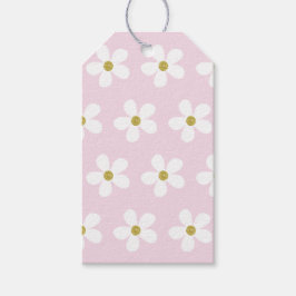 Roze White Simple Daisy Gold Pattern Cadeaulabel