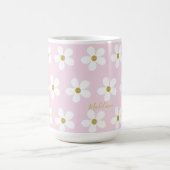 Roze White Simple Daisy Gold Personal Koffiemok (Center)